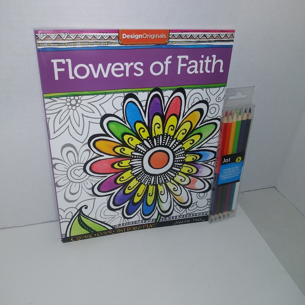 Flowers of Faith Coloring Book Colored Pencils